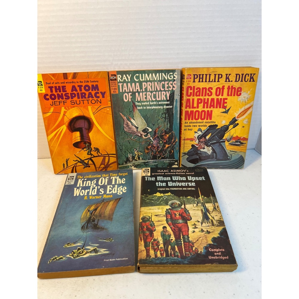 Vintage Ace Science Fiction Paperback Lot Philip K Dick Isaac Asimov 5 Books